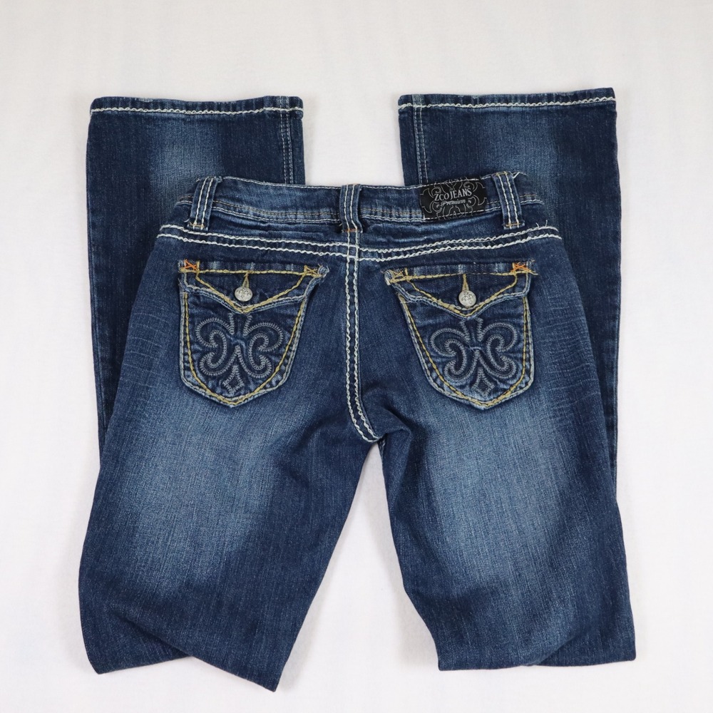 ZCO Jeans Distressed Flare Denim Juniors 5 Y2K Grunge Alternative Streetwear